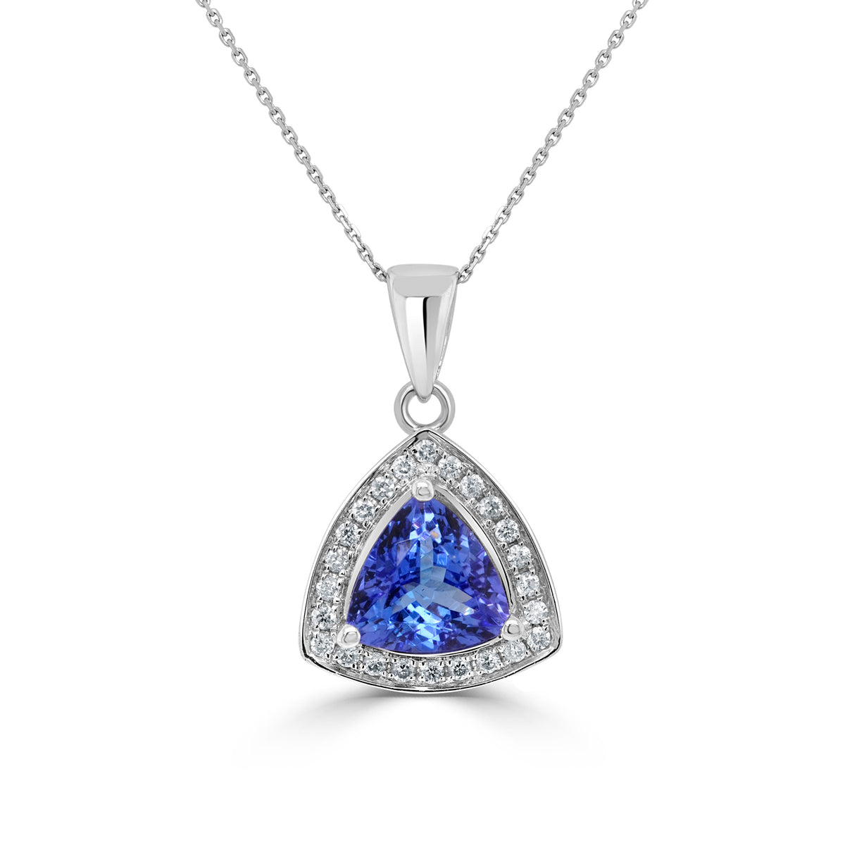 Newest Pendant Only 10K White Gold Natural Tanzanite and Diamond Pendant