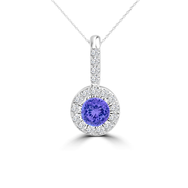 TMR121132 - Eleanor - Round Tanzanite and Diamond Pendant Halo