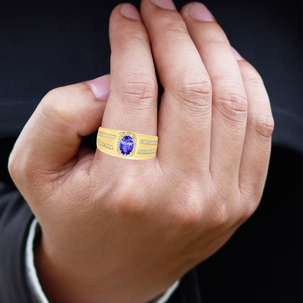 0.76ct Oval Tanzanite Ring with 0.31 cttw Diamond