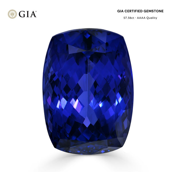 57.56ct Cushion GIA Certified AAAA Tanzanite Gemstone 25.88 x 18.38 x 14.65 mm