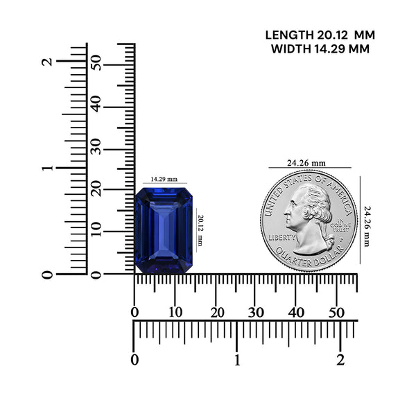 21.87ct Emerald Cut GIA Certified AAAA Tanzanite Gemstone 20.12 x 14.29 x 8.39 mm