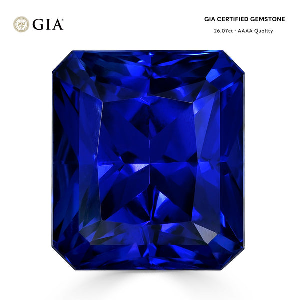 26.07ct Emerald Cut GIA Certified AAAA Tanzanite Gemstone 16.68 x 14.55 x 12.32 mm