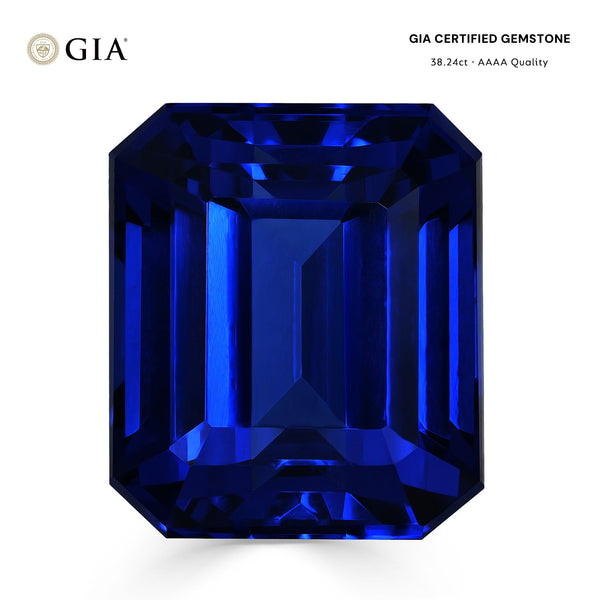 38.24ct Emerald Cut GIA Certified AAAA Tanzanite Gemstone 18.51 x 15.86 x 13.42 mm