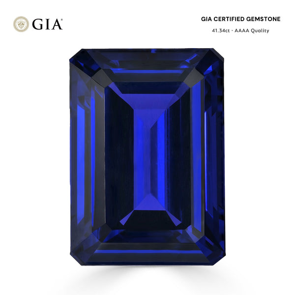 41.34ct Emerald Cut GIA Certified AAAA Tanzanite Gemstone 23.17 x 16.55 x 11.53 mm