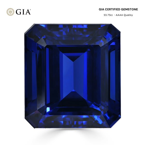 53.73ct Emerald Cut GIA Certified AAAA Tanzanite Gemstone 21.92 x 20.18 x 13.71 mm