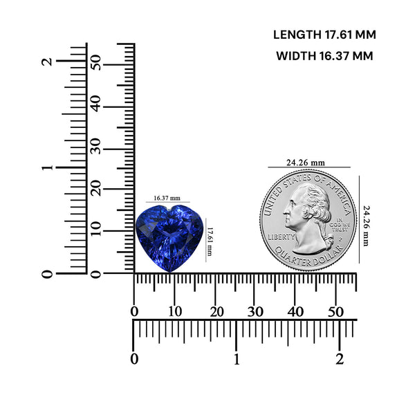 21.54ct Heart GIA Certified AAAA Tanzanite Gemstone 16.37 x 17.61 x 12.18 mm