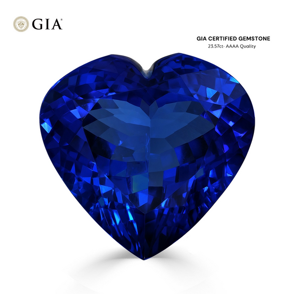 23.57ct Heart GIA Certified AAAA Tanzanite Gemstone 18.78 x 19.61 x 10.33 mm