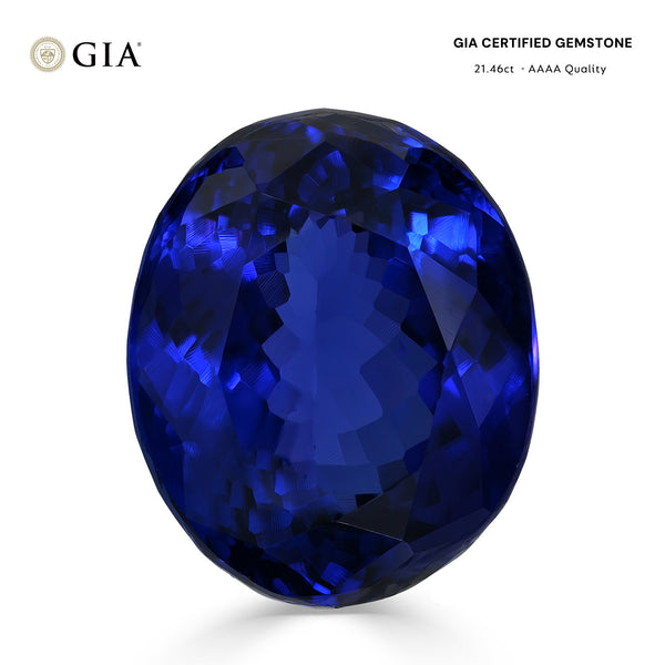 21.46ct Oval GIA Certified AAAA Tanzanite Gemstone 17.73 x 14.67 x 10.29 mm