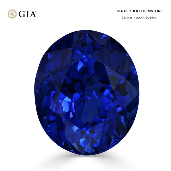 22.44ct Oval GIA Certified AAAA Tanzanite Gemstone 18.25 x 15.29 x 11.76 mm