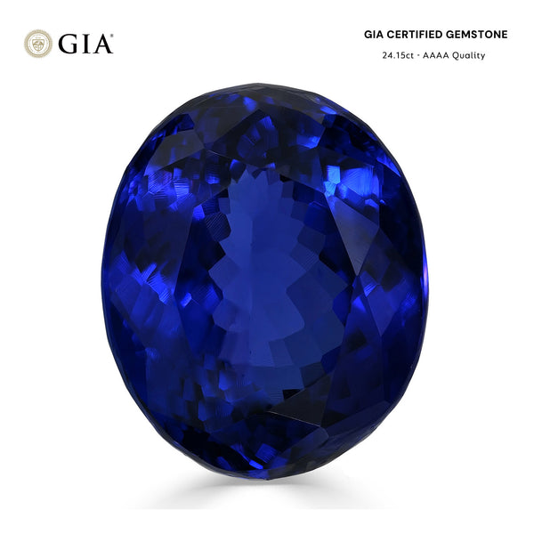 24.15ct Oval GIA Certified AAAA Tanzanite Gemstone 21.14 x 16.83 x 9.34 mm