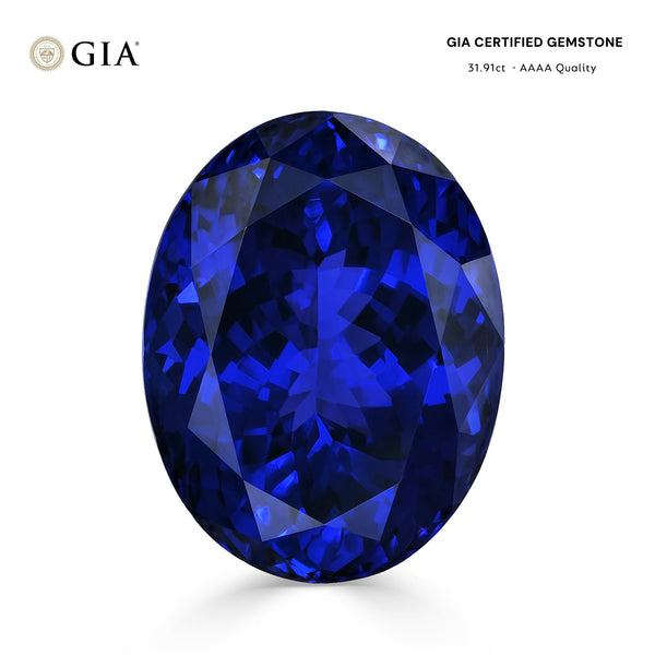 31.91ct Oval GIA Certified AAAA Tanzanite Gemstone 21.61 x 16.61 x 12.39 mm