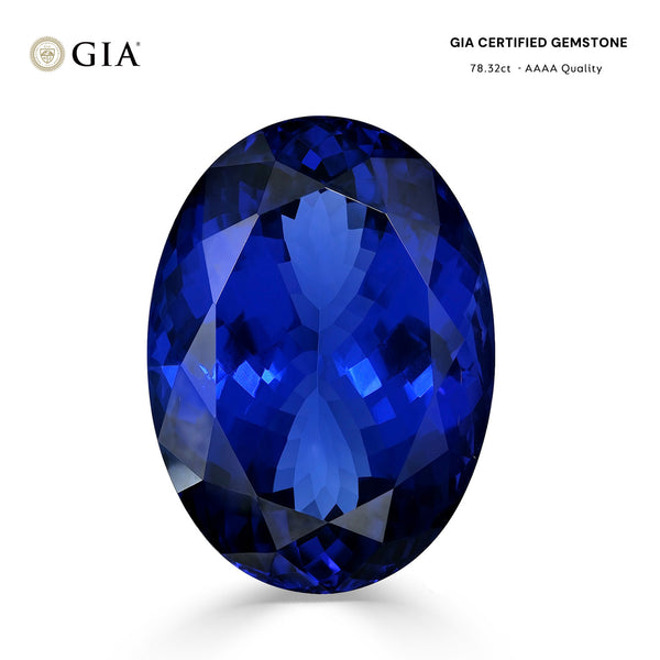 78.32ct Oval GIA Certified AAAA Tanzanite Gemstone 30.96 x 23.99 x 14.71 mm