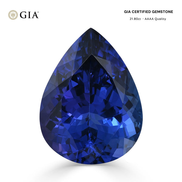 21.80ct Pear GIA Certified AAAA Tanzanite Gemstone 21.52 x 15.91 x 10.49 mm