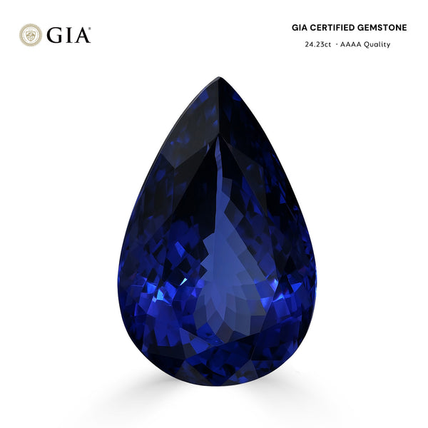 24.23ct Pear GIA Certified AAAA Tanzanite Gemstone 23.55 x 15.21 x 10.50 mm