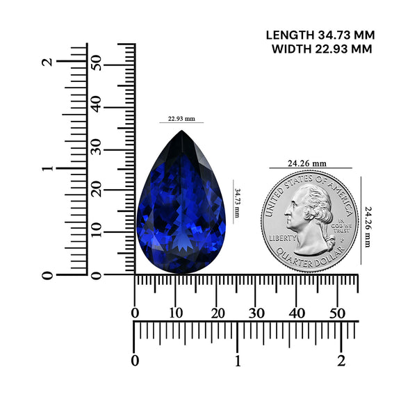 64.36ct Pear GIA Certified AAAA Tanzanite Gemstone 34.73 x 22.93 x 13.03 mm