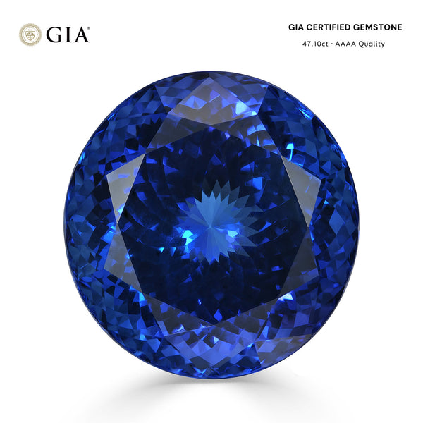 47.10ct Round GIA Certified AAAA Tanzanite Gemstone 21.43 x 21.63 x 15.03 mm