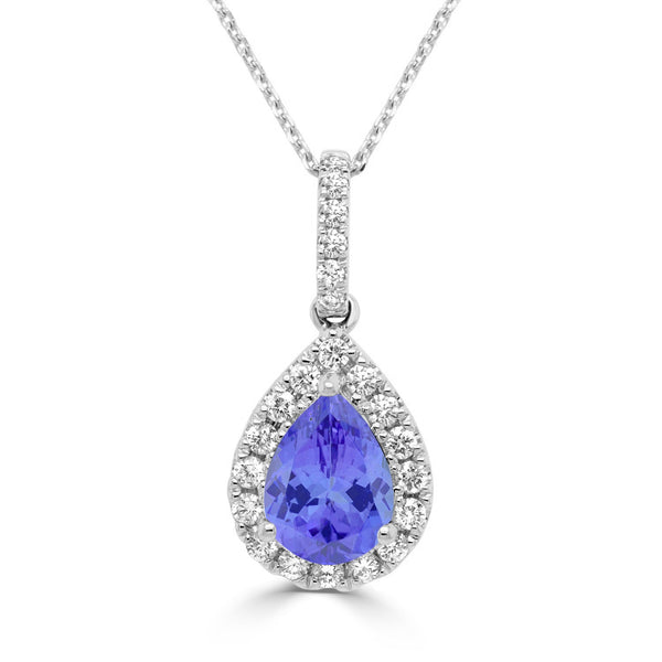 1.15ct Pear Tanzanite Pendant with 0.26 cttw Diamond