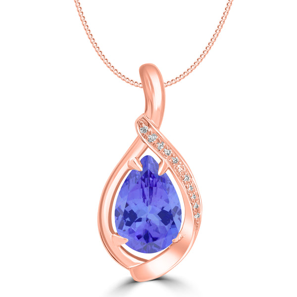 2.9ct Pear Tanzanite Pendant with 0.05 cttw Diamond