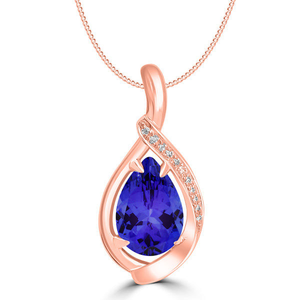 2.9ct Pear Tanzanite Pendant with 0.05 cttw Diamond