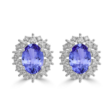 Tanzanite and Diamond Drop Earrings in 9ct White Gold