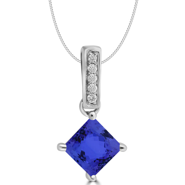 0.61ct Cushion Tanzanite Pendant with 0.03 cttw Diamond