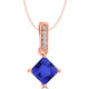 0.61ct Cushion Tanzanite Pendant with 0.03 cttw Diamond