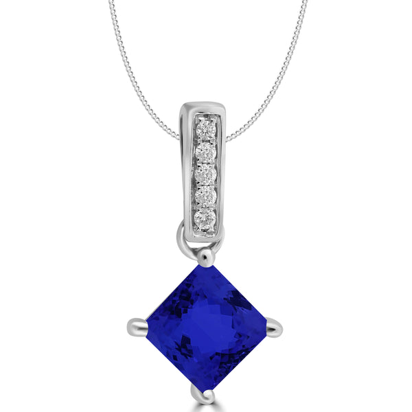 0.61ct Cushion Tanzanite Pendant with 0.03 cttw Diamond