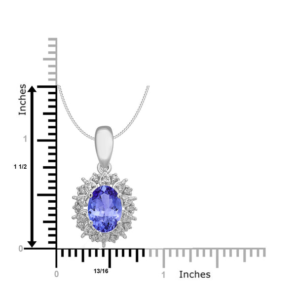 0.76ct Oval Tanzanite Pendant with 0.13 cttw Diamond