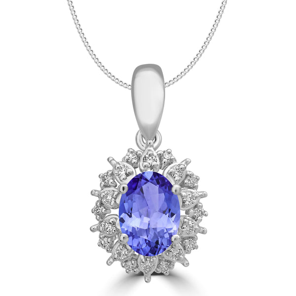 0.76ct Oval Tanzanite Pendant with 0.13 cttw Diamond