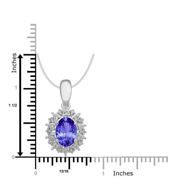 0.76ct Oval Tanzanite Pendant with 0.13 cttw Diamond