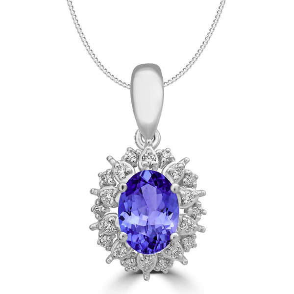 0.76ct Oval Tanzanite Pendant with 0.13 cttw Diamond