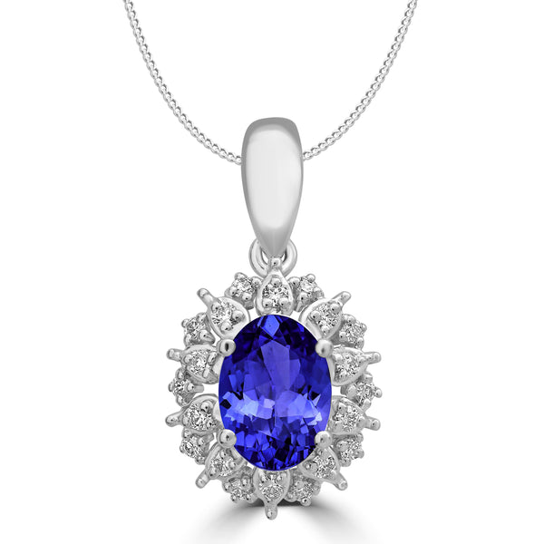 0.76ct Oval Tanzanite Pendant with 0.13 cttw Diamond