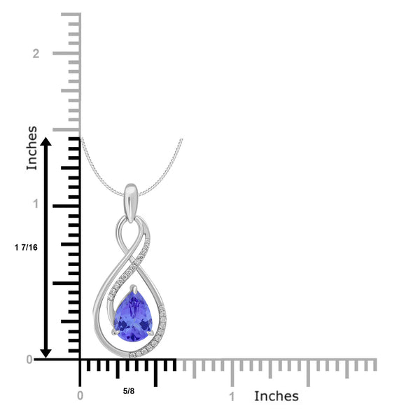 2.6ct Pear Tanzanite Pendant with 0.17 cttw Diamond