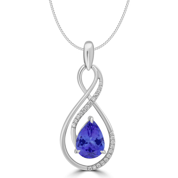 2.6ct Pear Tanzanite Pendant with 0.17 cttw Diamond