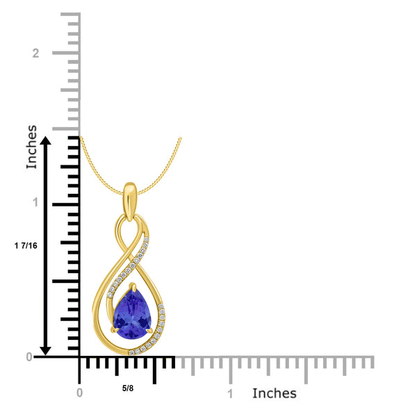 2.6ct Pear Tanzanite Pendant with 0.17 cttw Diamond