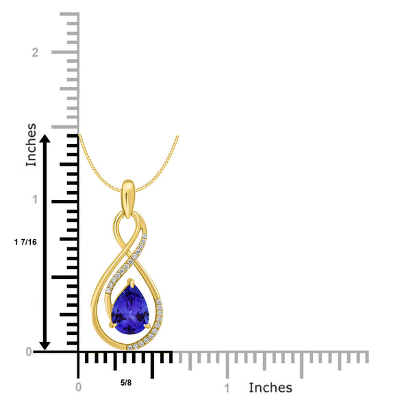 2.6ct Pear Tanzanite Pendant with 0.17 cttw Diamond