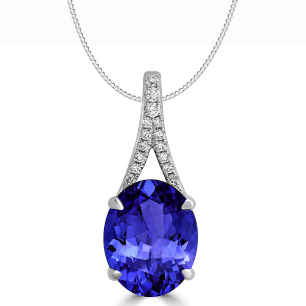 4.9ct Oval Tanzanite Pendant with 0.12 cttw Diamond