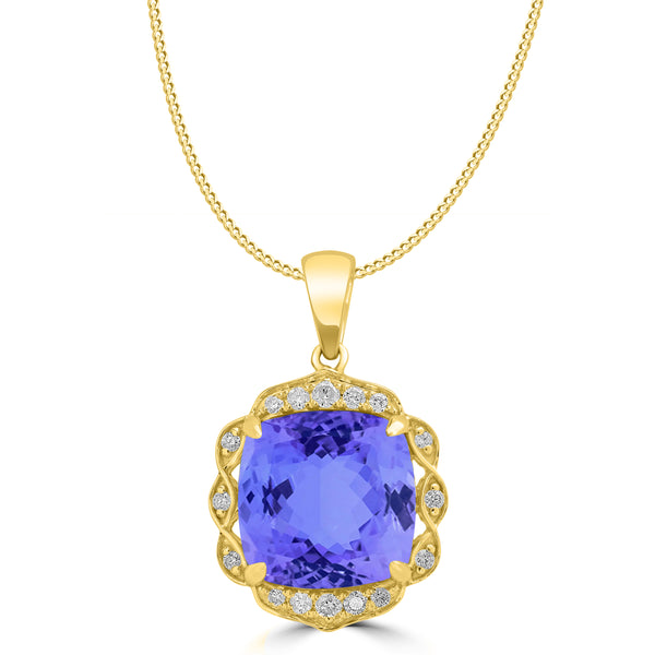 4.7ct Cushion Tanzanite Pendant with 0.12 cttw Diamond