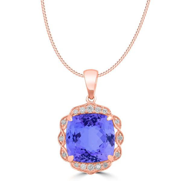 4.7ct Cushion Tanzanite Pendant with 0.12 cttw Diamond