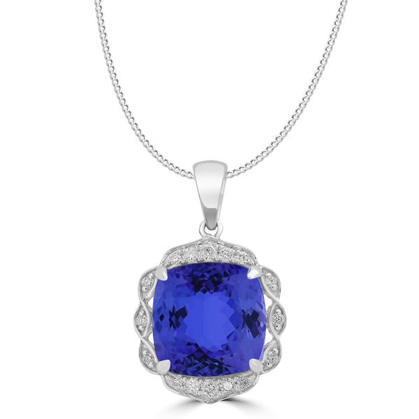 4.7ct Cushion Tanzanite Pendant with 0.12 cttw Diamond