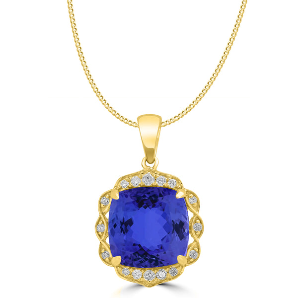 4.7ct Cushion Tanzanite Pendant with 0.12 cttw Diamond