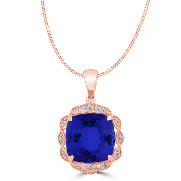 4.7ct Cushion Tanzanite Pendant with 0.12 cttw Diamond