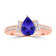 1.15ct Pear Shape Tanzanite Rings with 0.26 cttw Diamond