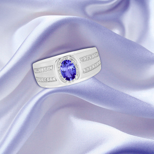 0.76ct Oval Tanzanite Ring with 0.31 cttw Diamond