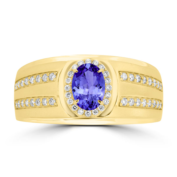 0.76ct Oval Tanzanite Ring with 0.31 cttw Diamond