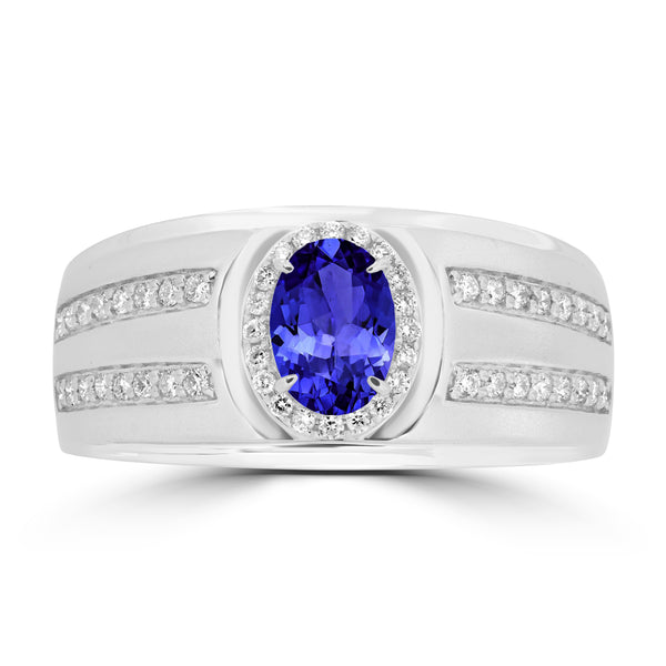 0.76ct Oval Tanzanite Ring with 0.31 cttw Diamond