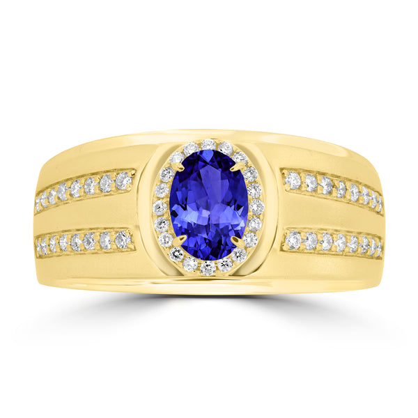 0.76ct Oval Tanzanite Ring with 0.31 cttw Diamond