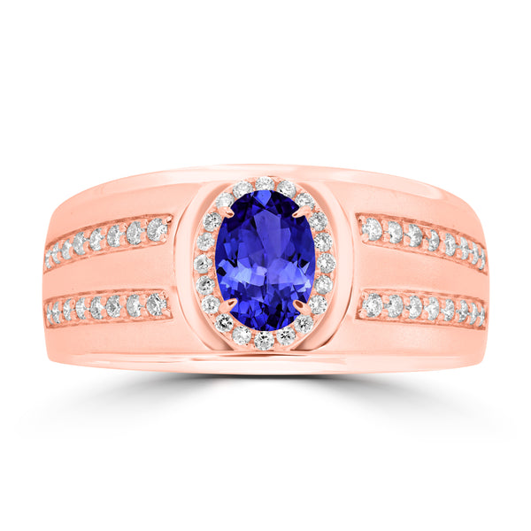 0.76ct Oval Tanzanite Ring with 0.31 cttw Diamond