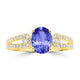 1.2ct Oval Tanzanite Ring with 0.3 cttw Diamond