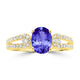 1.2ct Oval Tanzanite Ring with 0.3 cttw Diamond